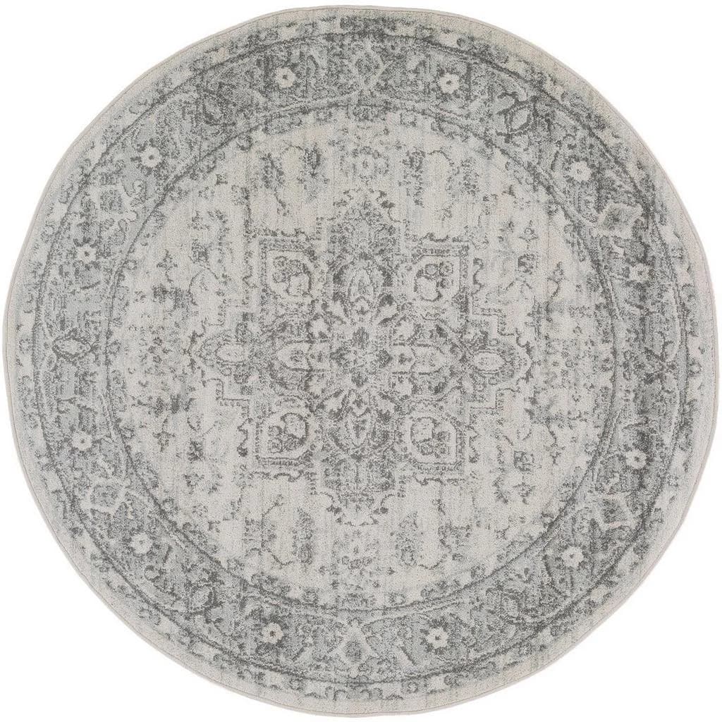 Livabliss Teppich MENDOZA Rund Kurzflor Boho Wohnzimmerteppich Grau