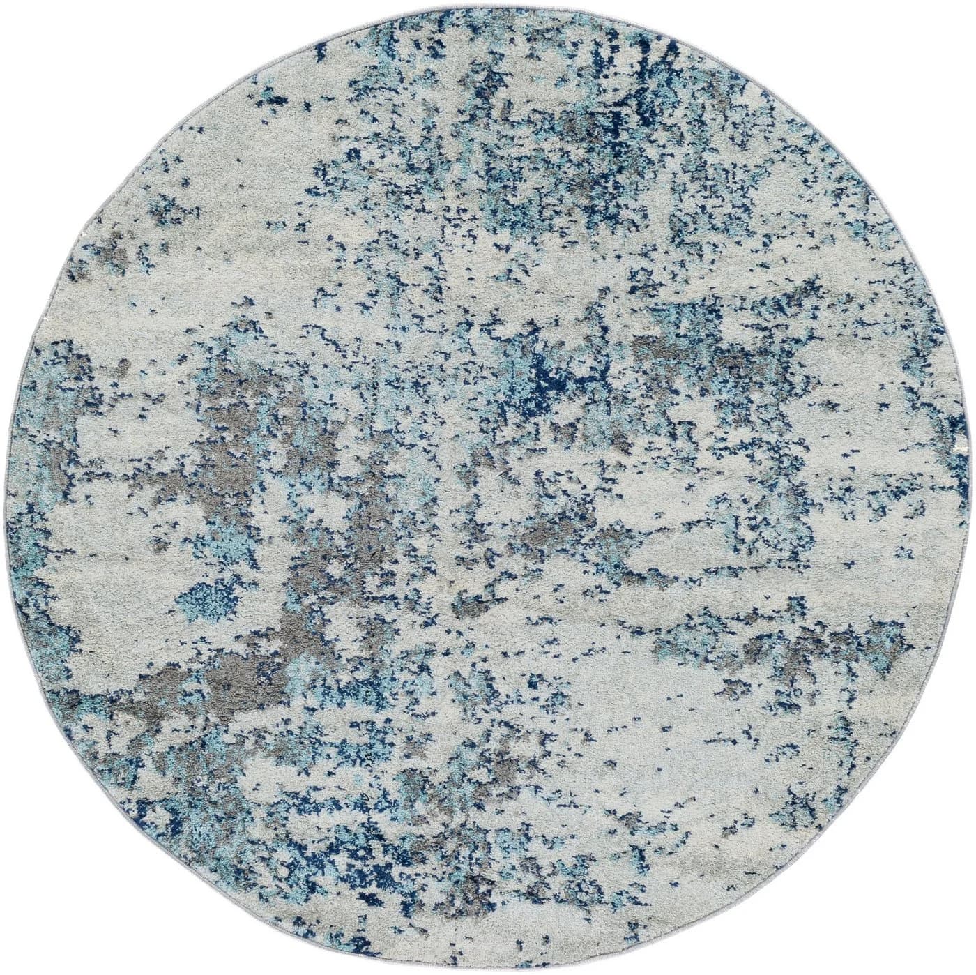 Moderner Blau Marmor-Optik Teppich