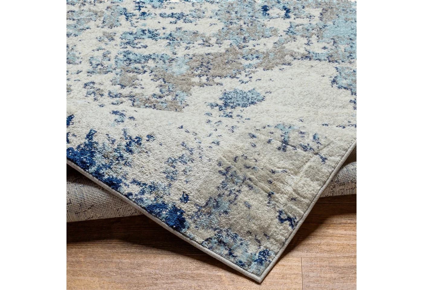 Moderner Blau Marmor-Optik Teppich - Bild 4