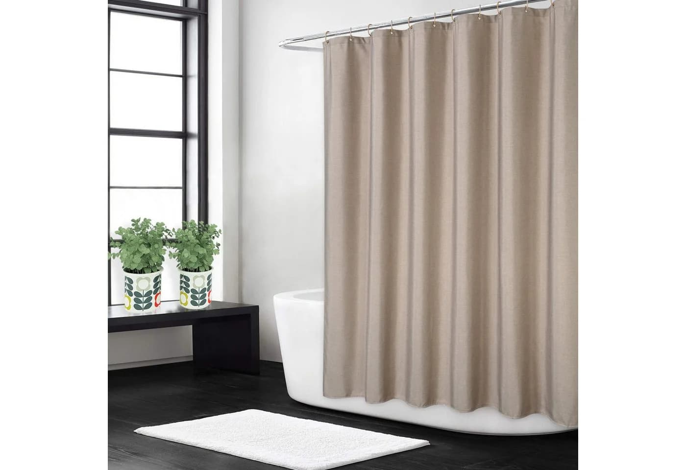 GarveeMore Duschvorhang Wasserdicht Polyester Beige Inklusive Haken
