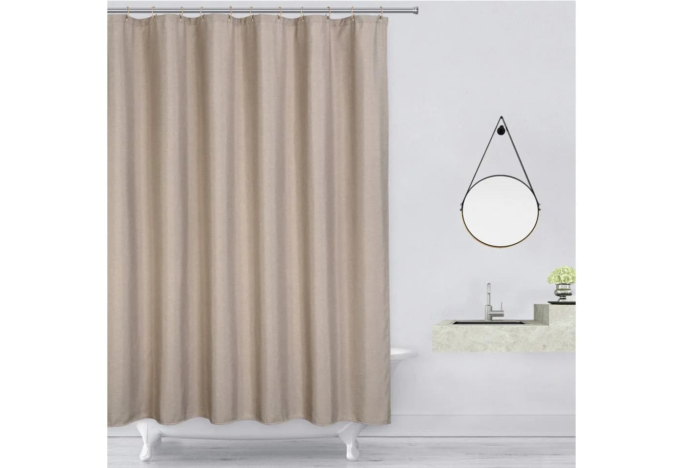 GarveeMore Duschvorhang Wasserdicht Polyester Beige Inklusive Haken - Bild 2