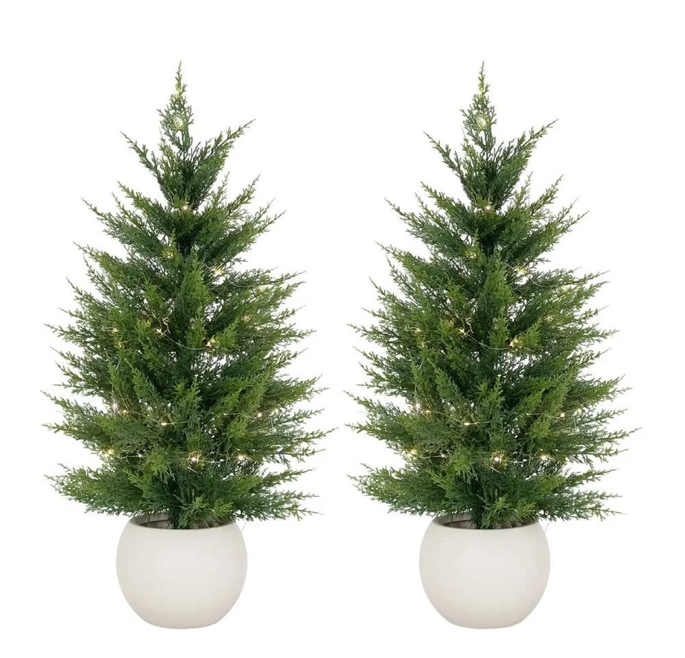 GarveeMore Kunstbaum 2er Set Künstliche Kiefern Bäume Mit LED Beleuchtung - Bild 2