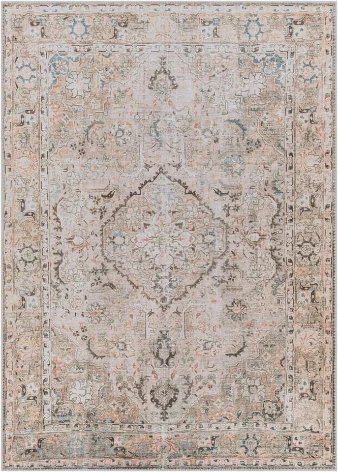 Livabliss Teppich BAKU Rechteckig 4 mm Maschinenwaschbar Vintage Kurzflor Wohnzimmerteppich Schlafzimmer