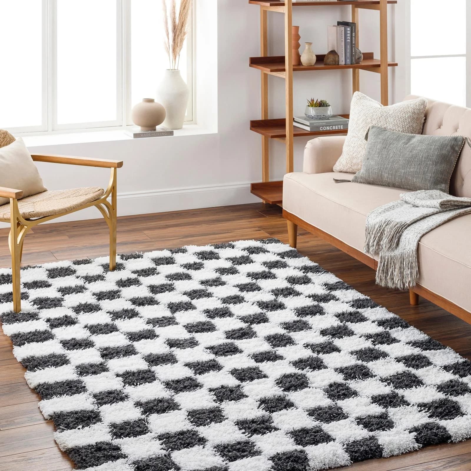 Hochflor-Teppich LIVABLISS DEWAS Weiß 160x220cm Kunstfaser