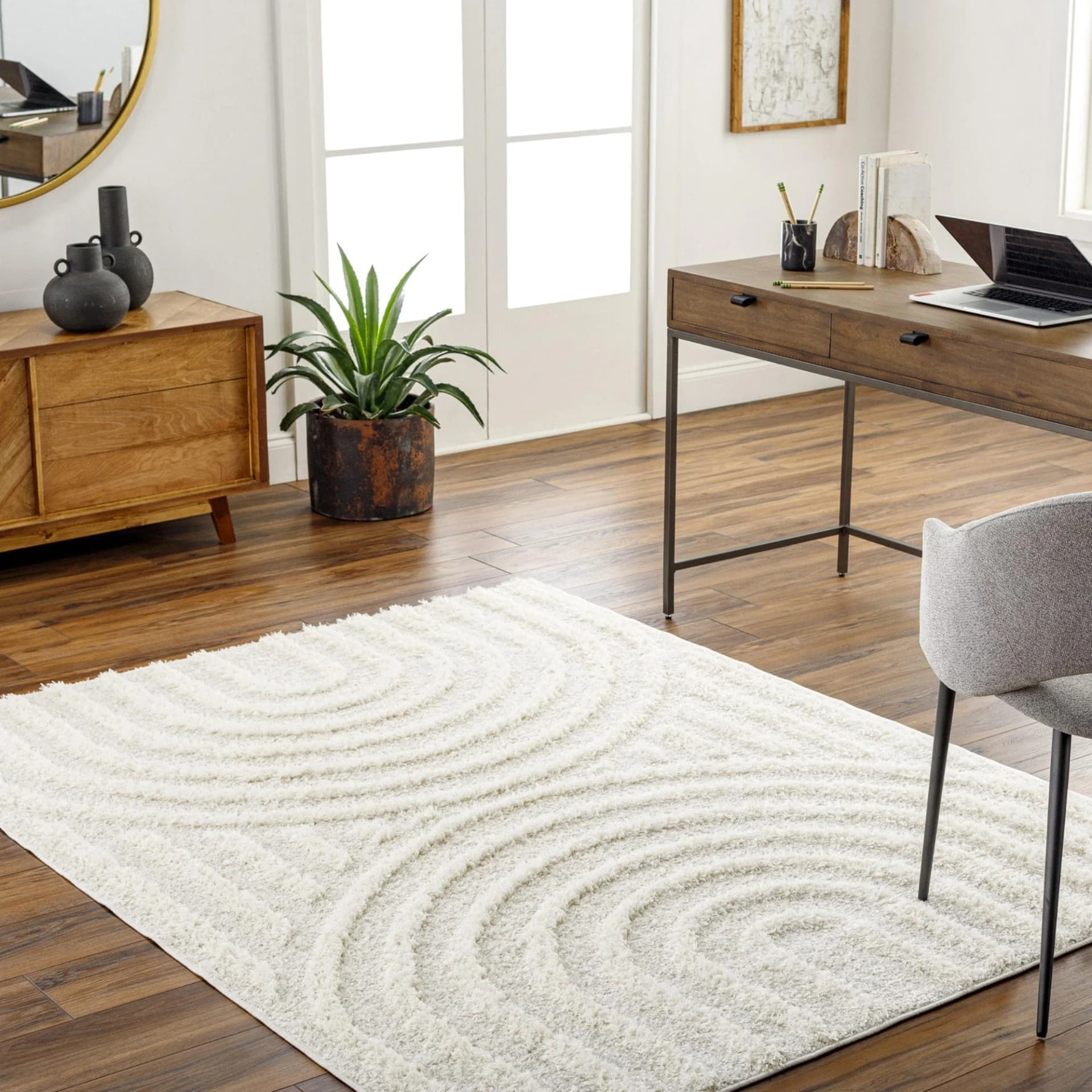 LIVABLISS SAVANNAH Shaggy Teppich Beige Geometrisch