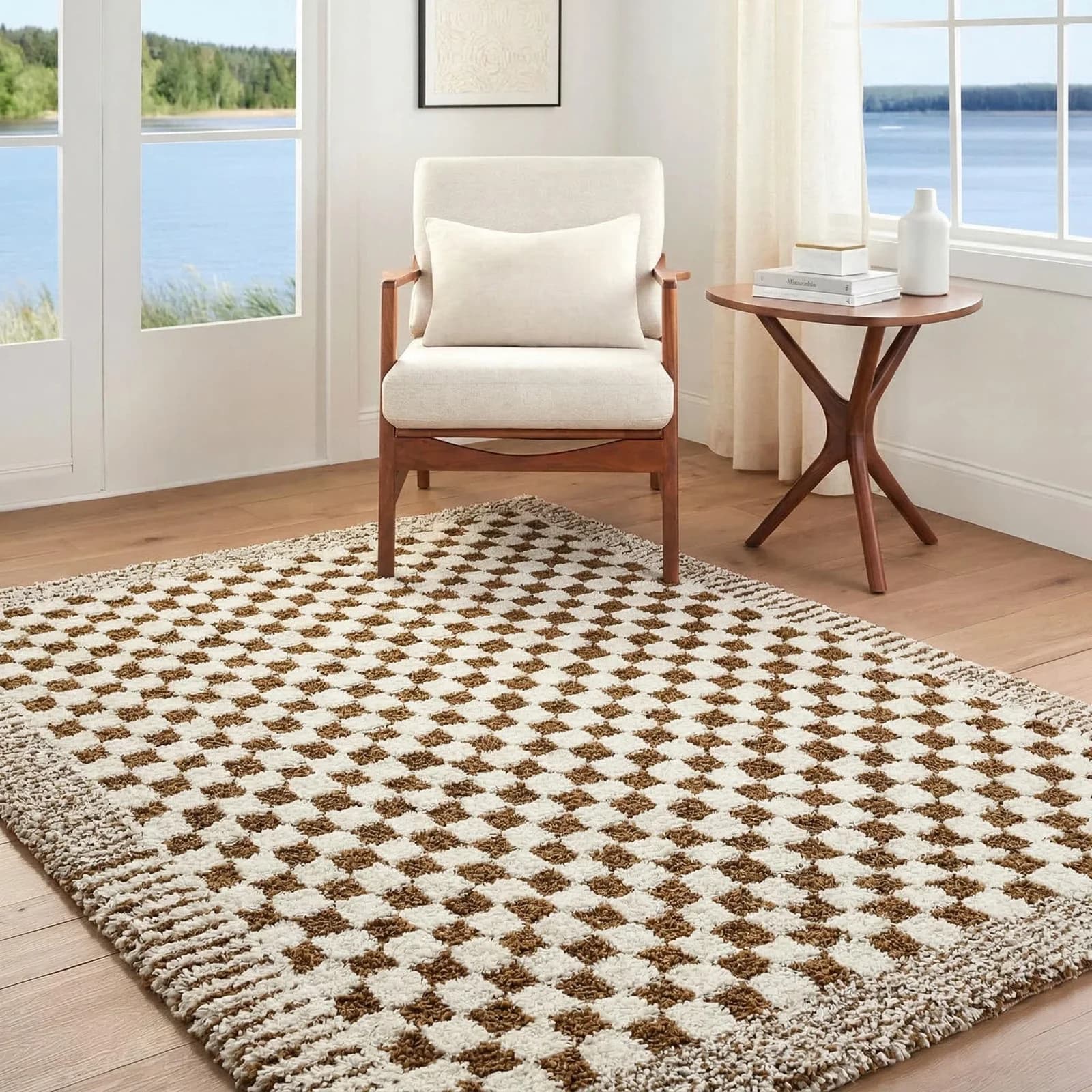 LIVABLISS Teppich AVIGNON Braun Karomuster