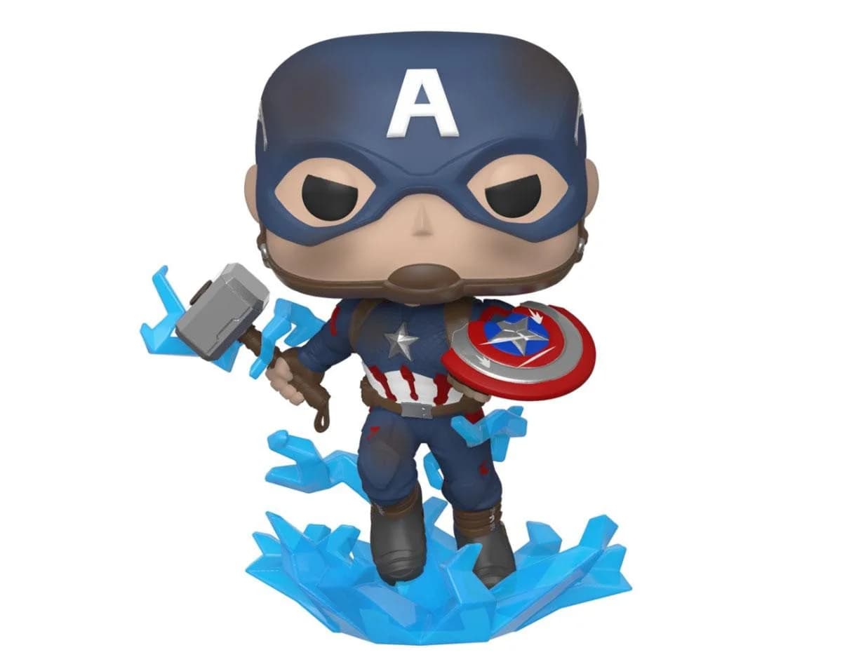Funko POP Marvel Endgame Captain America mit Broken Shield und Mjolnir