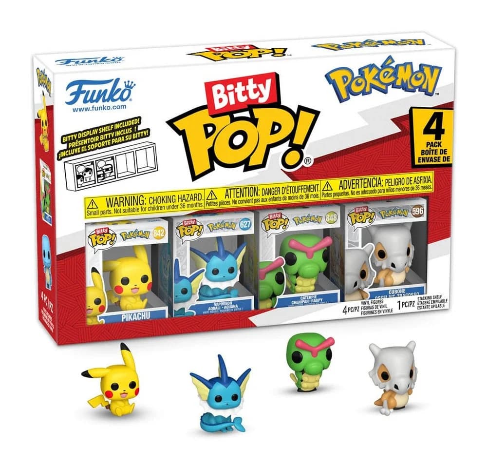Funko Pokémon Bitty 4er-Pack Series 1 Vinyl Figuren Pikachu Aquana Raupy Tragosso - Bild 2