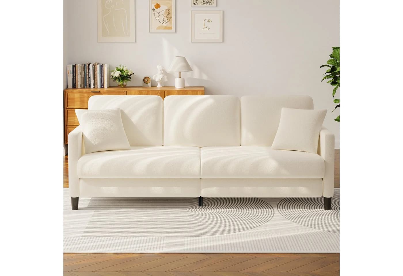 ToteBox 3-Sitzer Teddy Fleece Sofa Beige