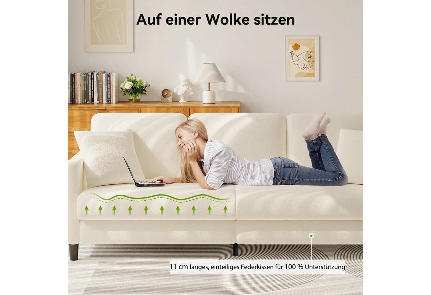 ToteBox 3-Sitzer Teddy Fleece Sofa Beige - Bild 3