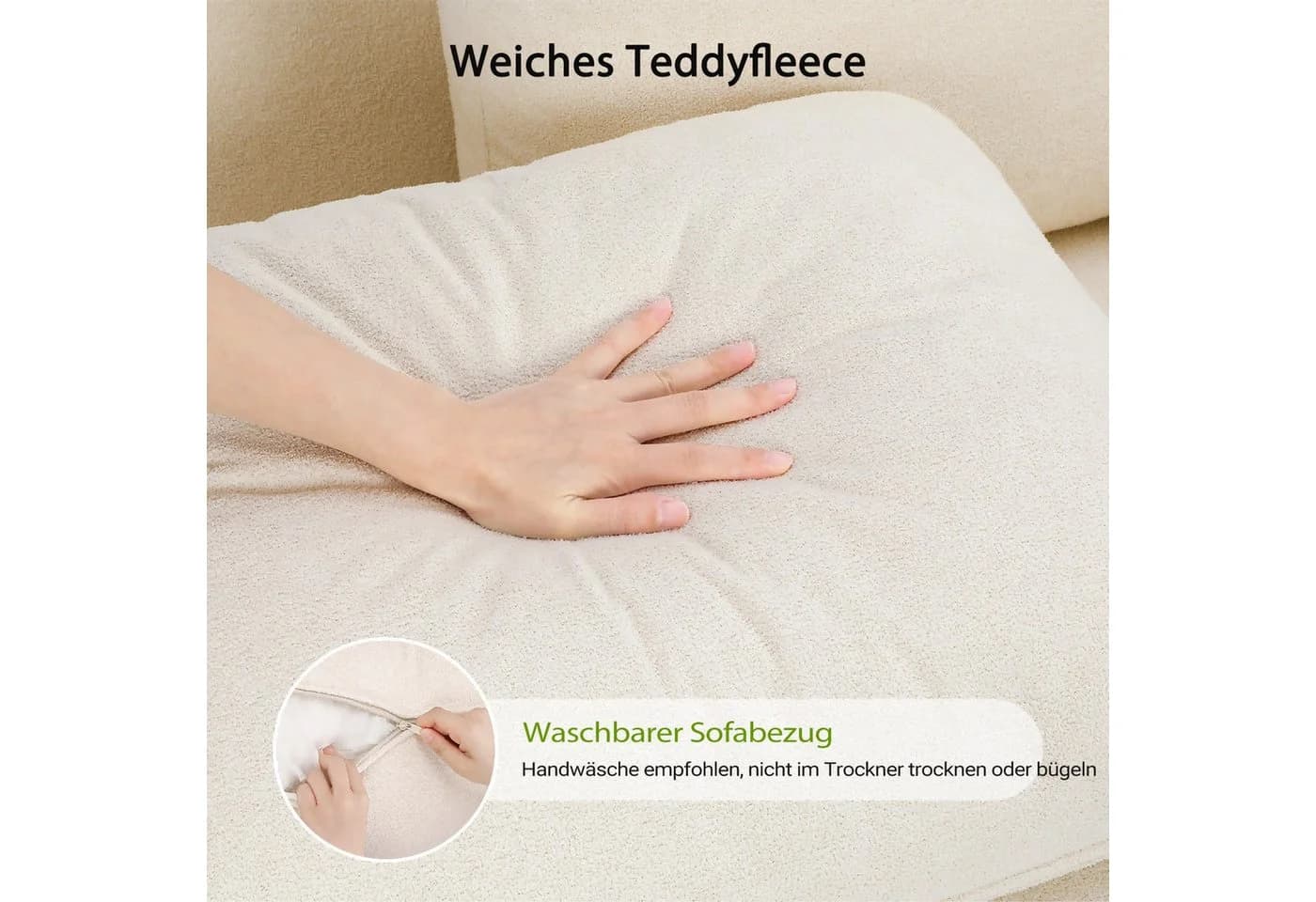 ToteBox 3-Sitzer Teddy Fleece Sofa Beige - Bild 4