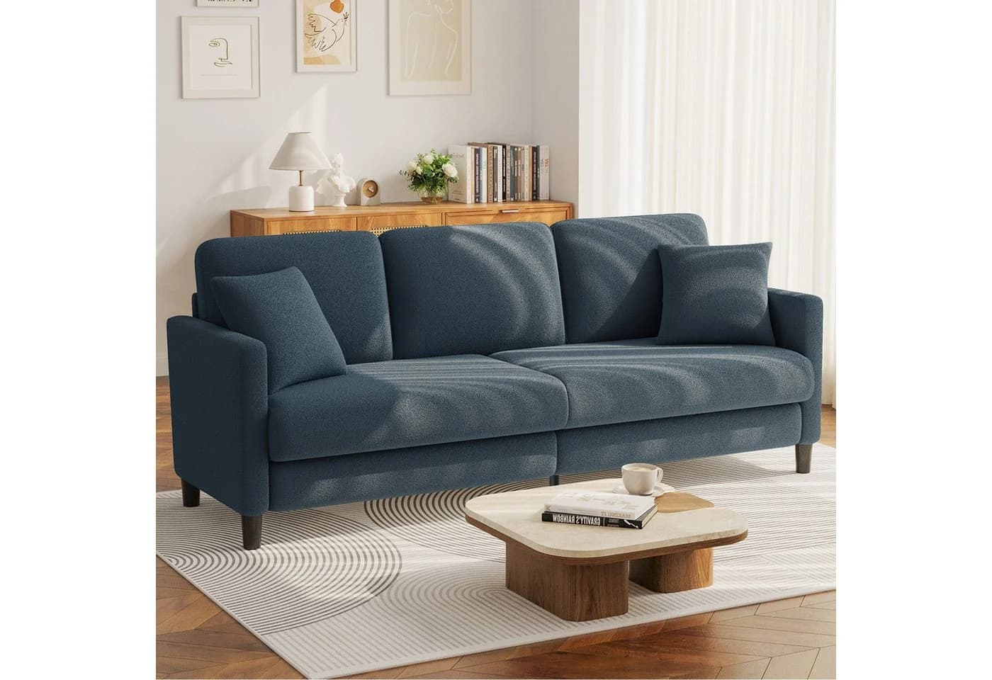 ToteBox 3-Sitzer Teddy Fleece Werkzeugfreier Aufbau Sofa Blau/Grau - Bild 2