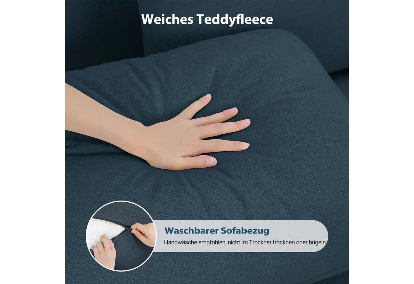 ToteBox 3-Sitzer Teddy Fleece Werkzeugfreier Aufbau Sofa Blau/Grau - Bild 4