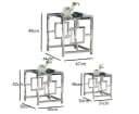 JYMTOM Couchtisch 3er Set Silber Edelstahlgestell Hartglas Bild 1