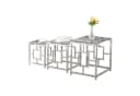 JYMTOM Couchtisch 3er Set Silber Edelstahlgestell Hartglas Bild 2