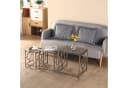 JYMTOM Couchtisch 3er Set Silber Edelstahlgestell Hartglas Bild 3