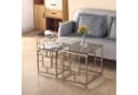 JYMTOM Couchtisch 3er Set Silber Edelstahlgestell Hartglas Bild 4