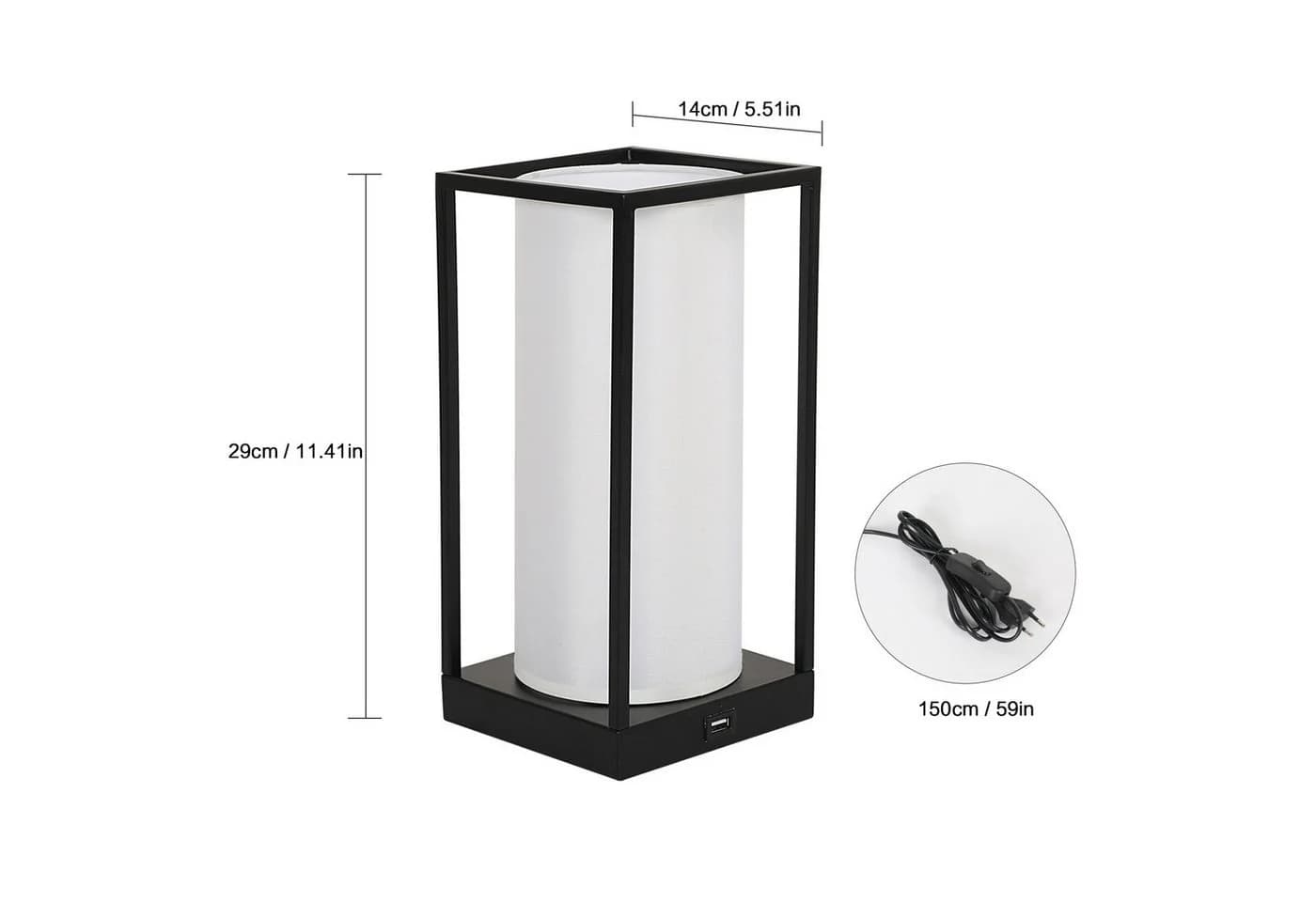 Riserva Schreibtischlampe Schwarz/Weiß mit Touch-Dimmer und Stoffschirm - Bild 3