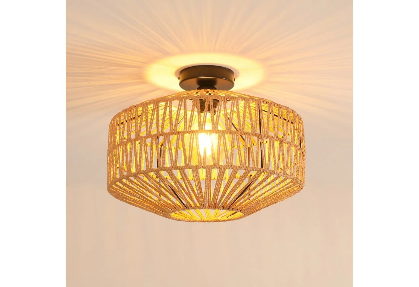 Riserva Rattan Deckenlampe Ø40cm E27 Retro Boho - Bild 2