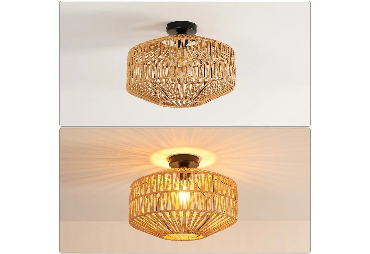 Riserva Rattan Deckenlampe Ø40cm E27 Retro Boho - Bild 4