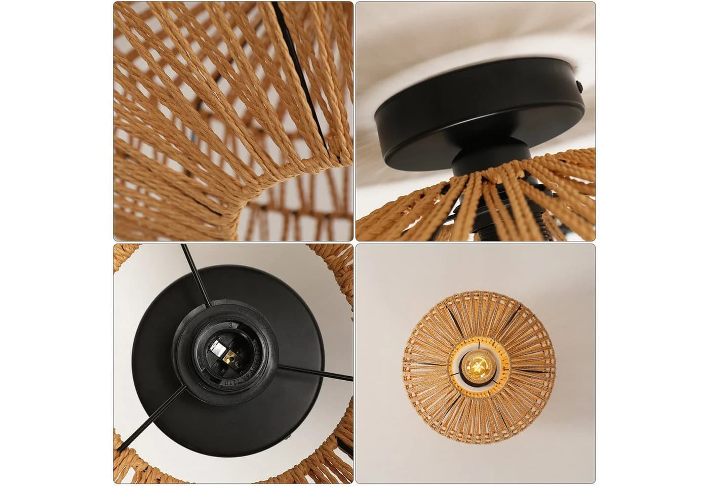 Riserva Rattan Deckenlampe Ø40cm E27 Retro Boho - Bild 5