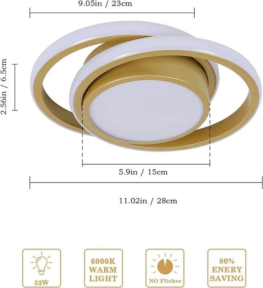Riserva LED Deckenleuchte Gold 35W Doppelring-Design - Bild 3