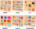 POPOLIC Lernspielzeug 6er Set Kinder Holzpuzzle Montessori-Spielzeug Bunt Bild 3