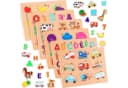 POPOLIC Lernspielzeug 6er Set Kinder Holzpuzzle Montessori-Spielzeug Bunt Bild 4
