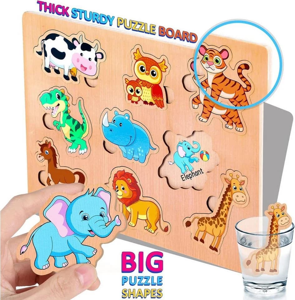 POPOLIC Lernspielzeug 6er Set Kinder Holzpuzzle Montessori-Spielzeug Bunt - Bild 5