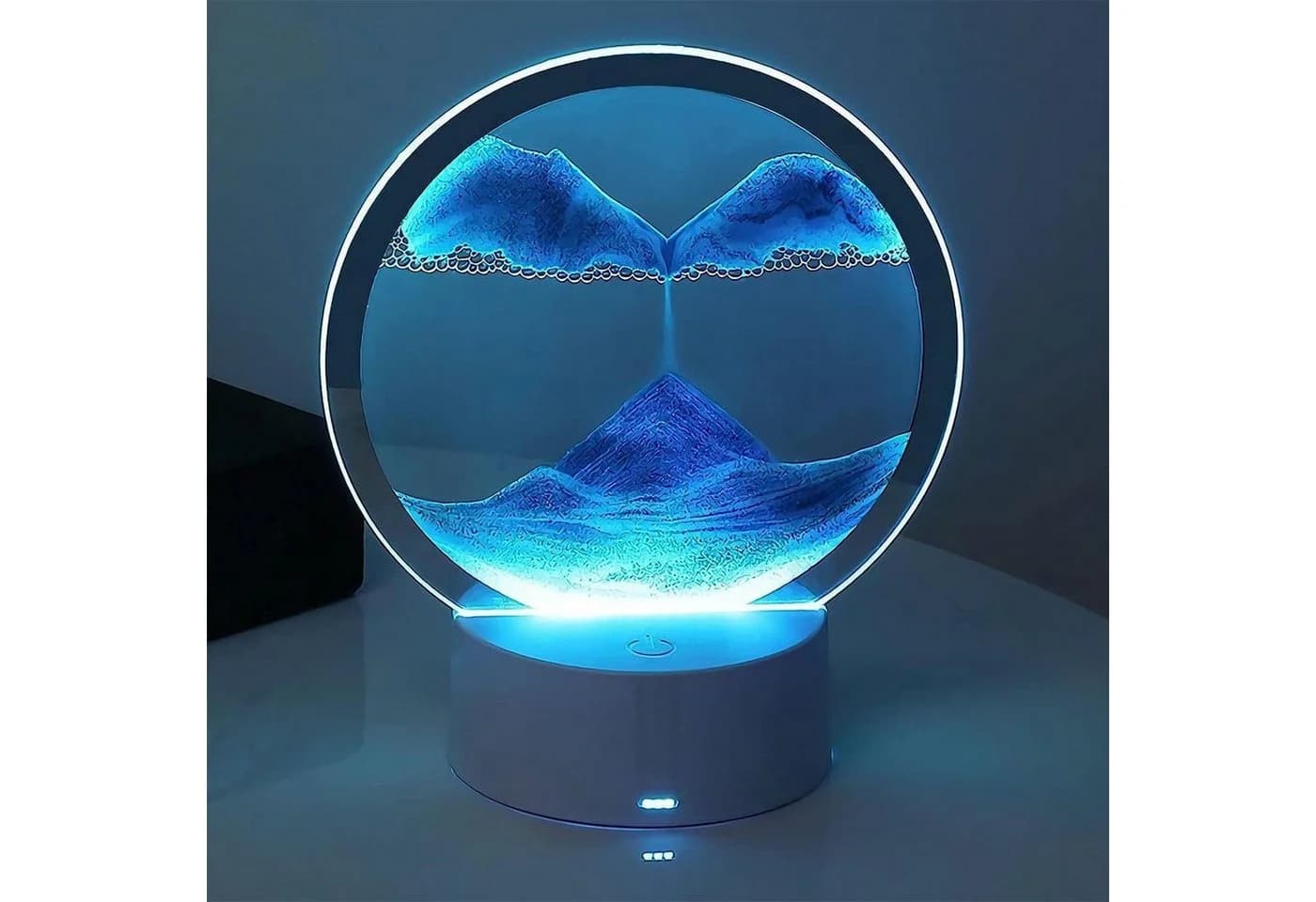 POPOLIC LED Nachtlicht Dynamisch 3D Sandbilder zum Drehen mit LED Nachtlicht, Entspannende Dekoration für Desktop-Kunst - Bild 2