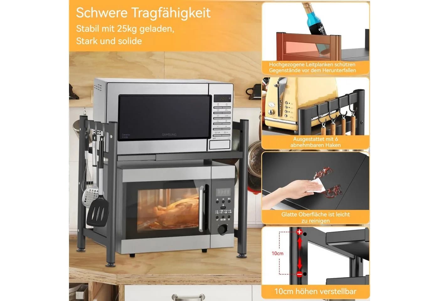 ToteBox Küchenregal verstellbar schwarz Edelstahl - Bild 4