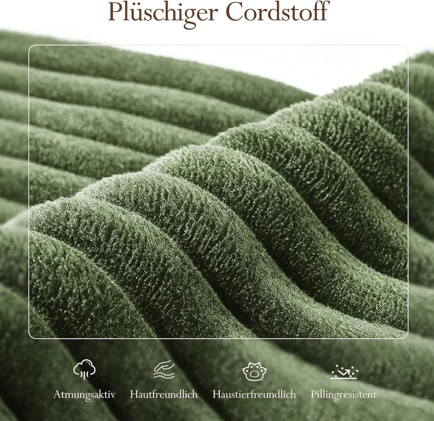 OUNUO Modularer Ecksofa KordKordstoff Grün Hochelastischer Schwamm
