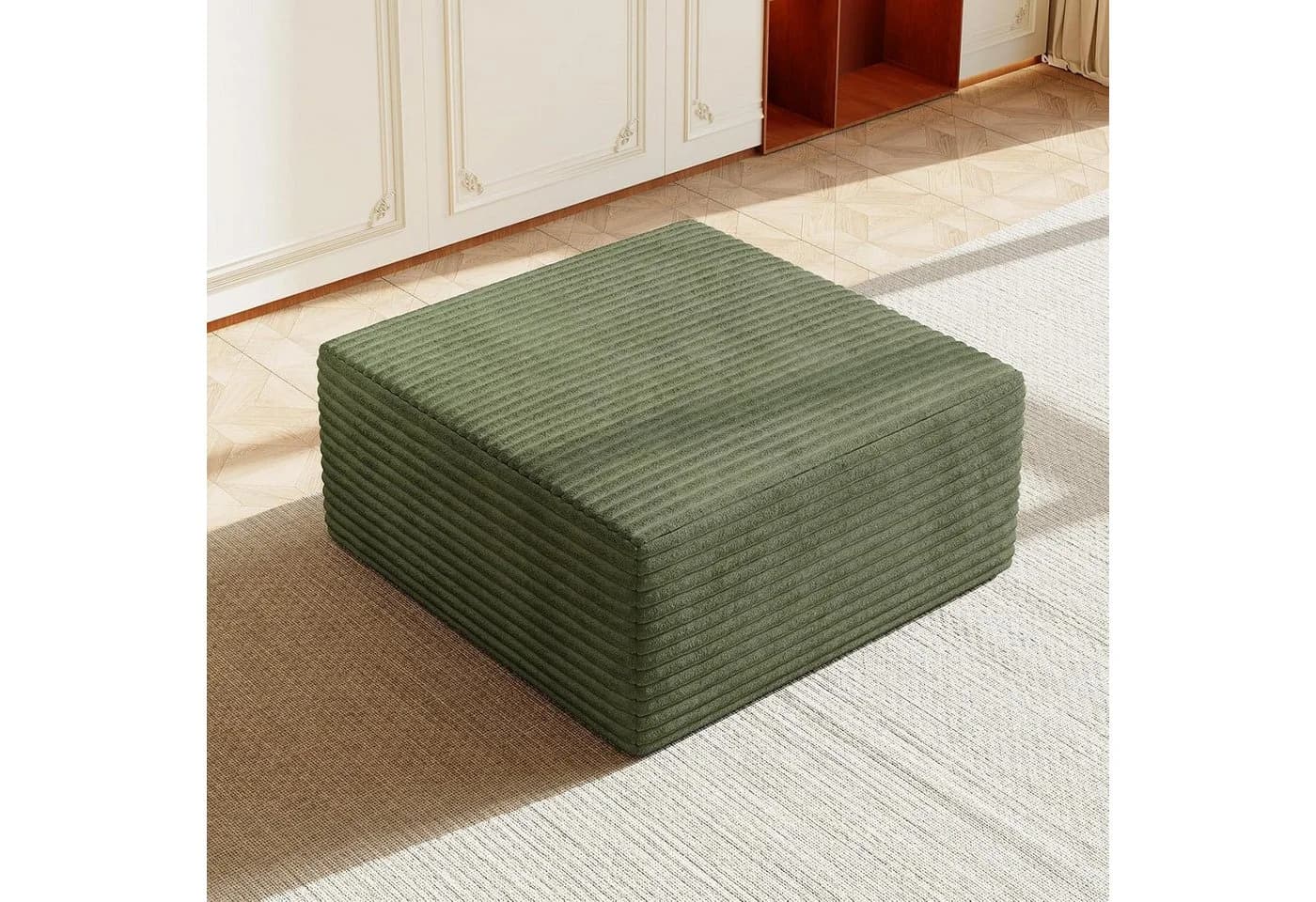 OUNUO Modularer Ecksofa KordKordstoff Grün Hochelastischer Schwamm - Bild 2