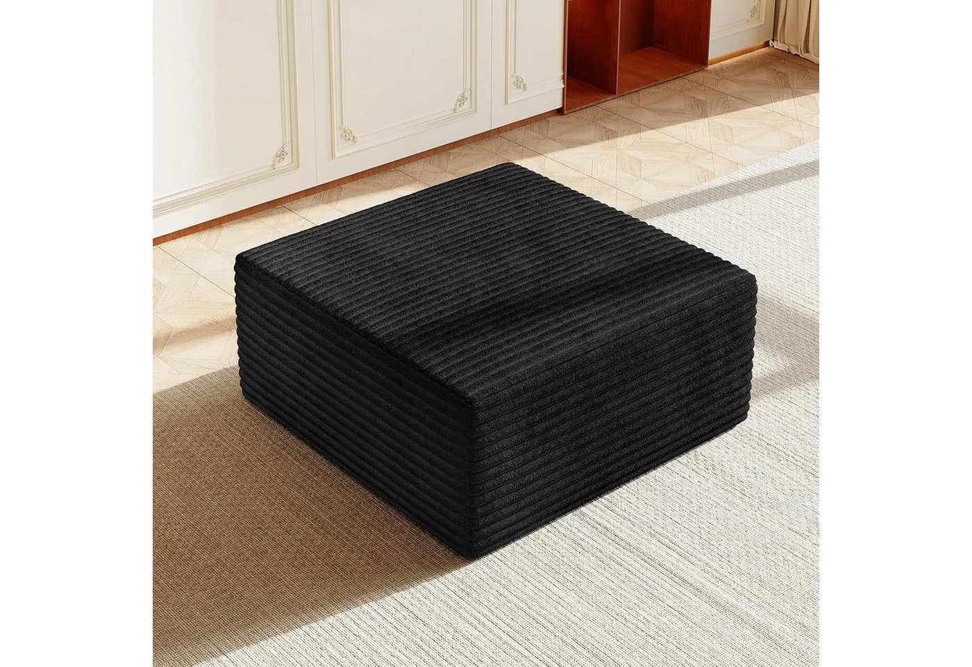 OUNUO Ecksofa Modularer KordKordstuhl mit Hochelastischem Schwamm Schwarz - Bild 2
