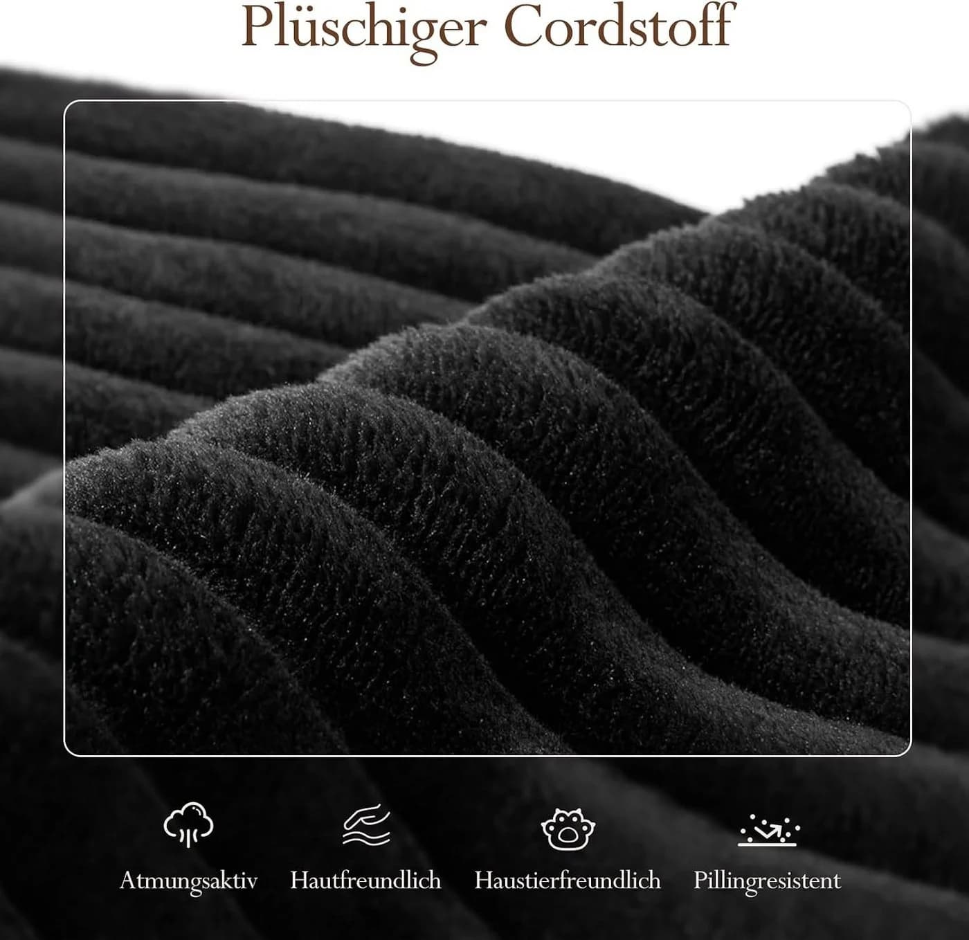 OUNUO Ecksofa Modularer KordKordstuhl mit Hochelastischem Schwamm Schwarz - Bild 5