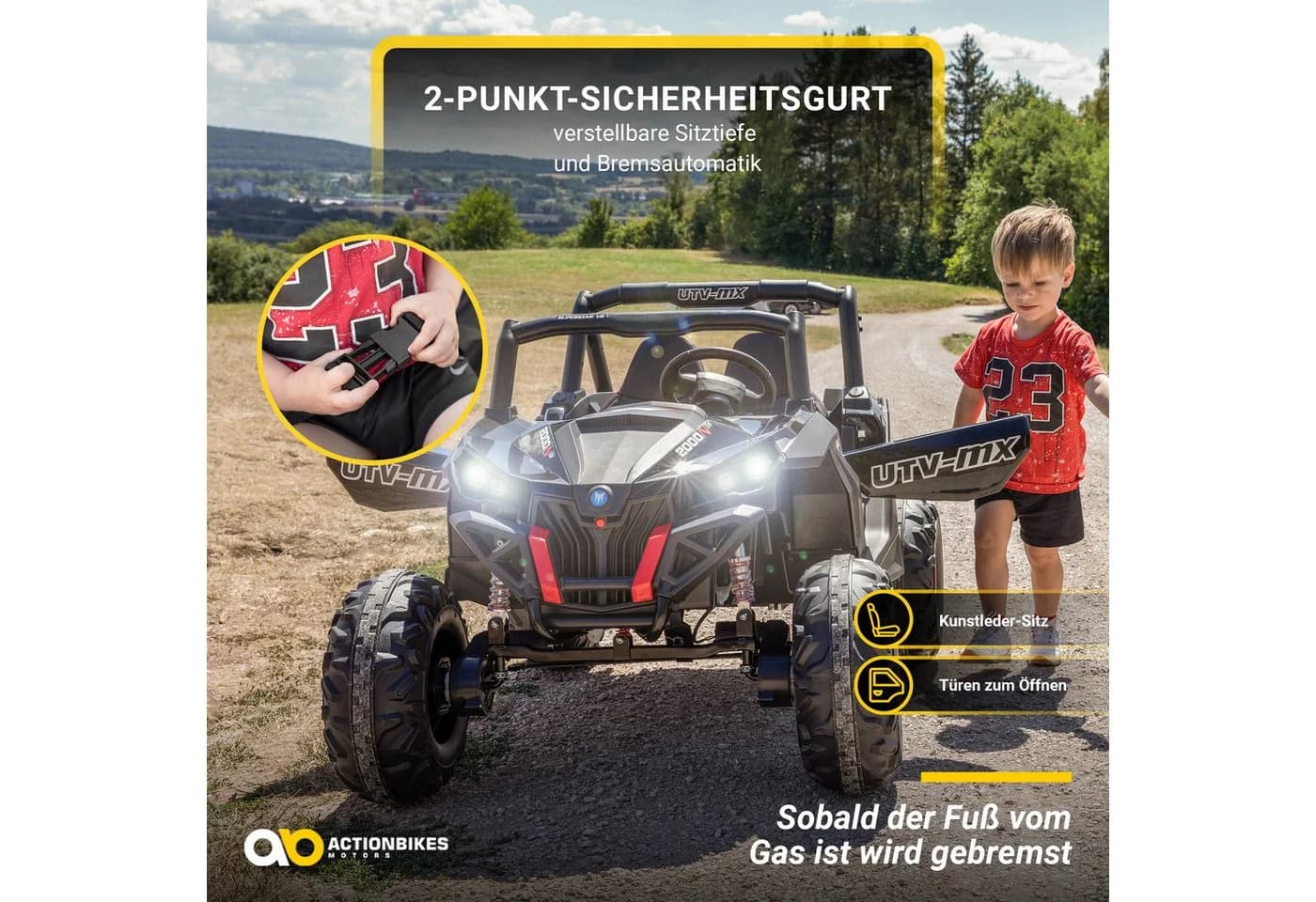 Actionbikes Motors Elektro-Kinderauto UTV Buggy MX Schwarz 4x4 Allrad - Bild 4