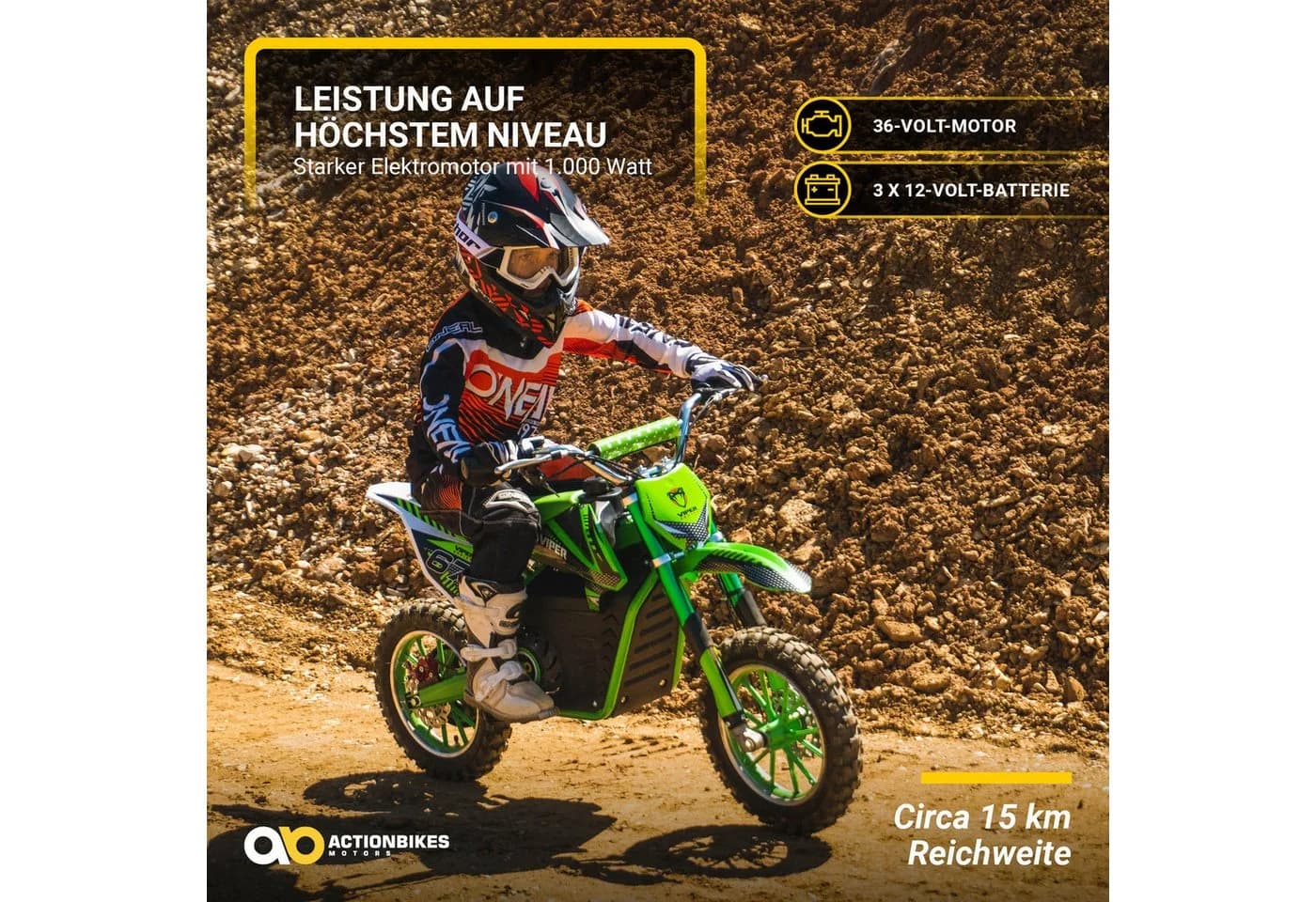 Actionbikes Motors Elektro-Kindermotorrad Viper 1000W Grün - Bild 5