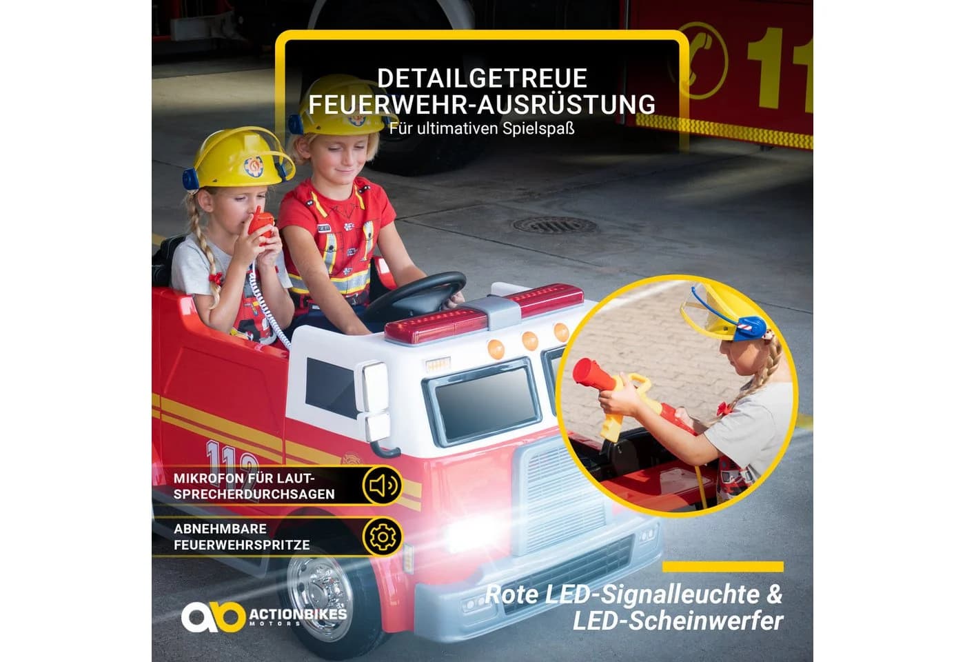 Kinder-Elektro-Feuerwehrauto - Action-Spielzeug für kleine Feuerwehrmänner - Bild 4