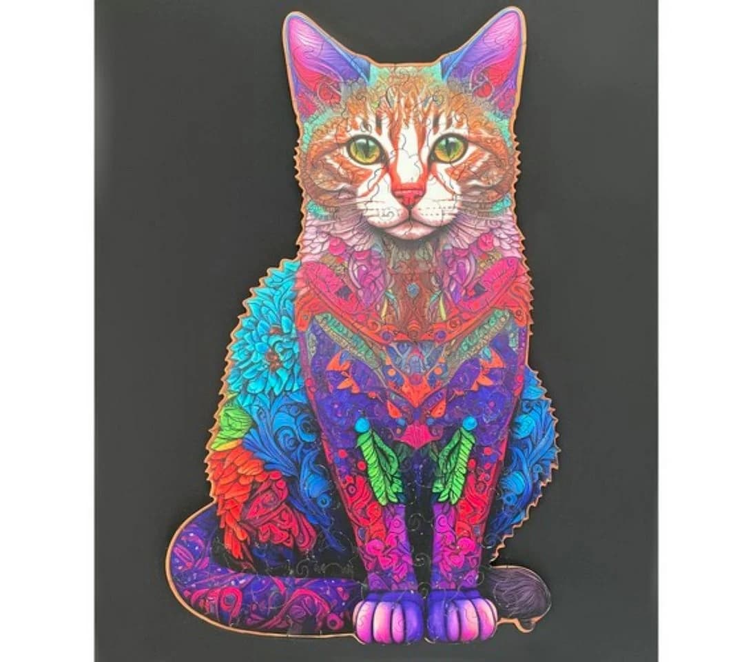 KRUZZEL 3D-Puzzle Katzenpuzzle aus Holz, 130 Puzzleteile, Buntes Katzenmotiv - Bild 2