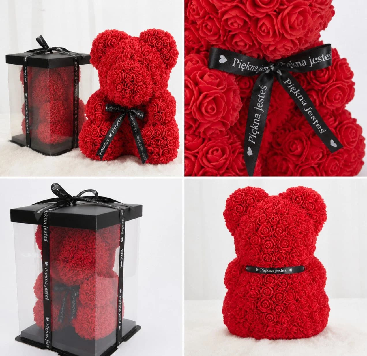 AMORE MIO Dekoobjekt Rosenbär 25 cm mit Geschenkbox
