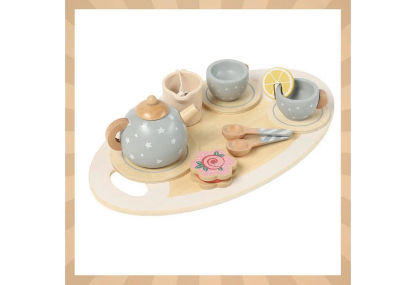 KRUZZEL Spielküche Teeservice Holz Grau 15-tlg. - Bild 5