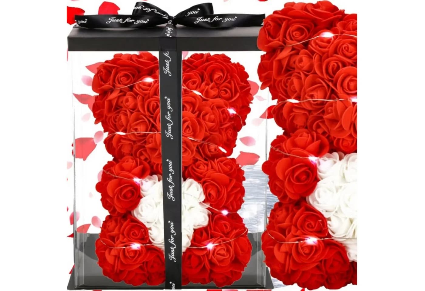 AMORE MIO LED Rosenbär Dekofigur Rot mit Geschenkbox - Bild 2