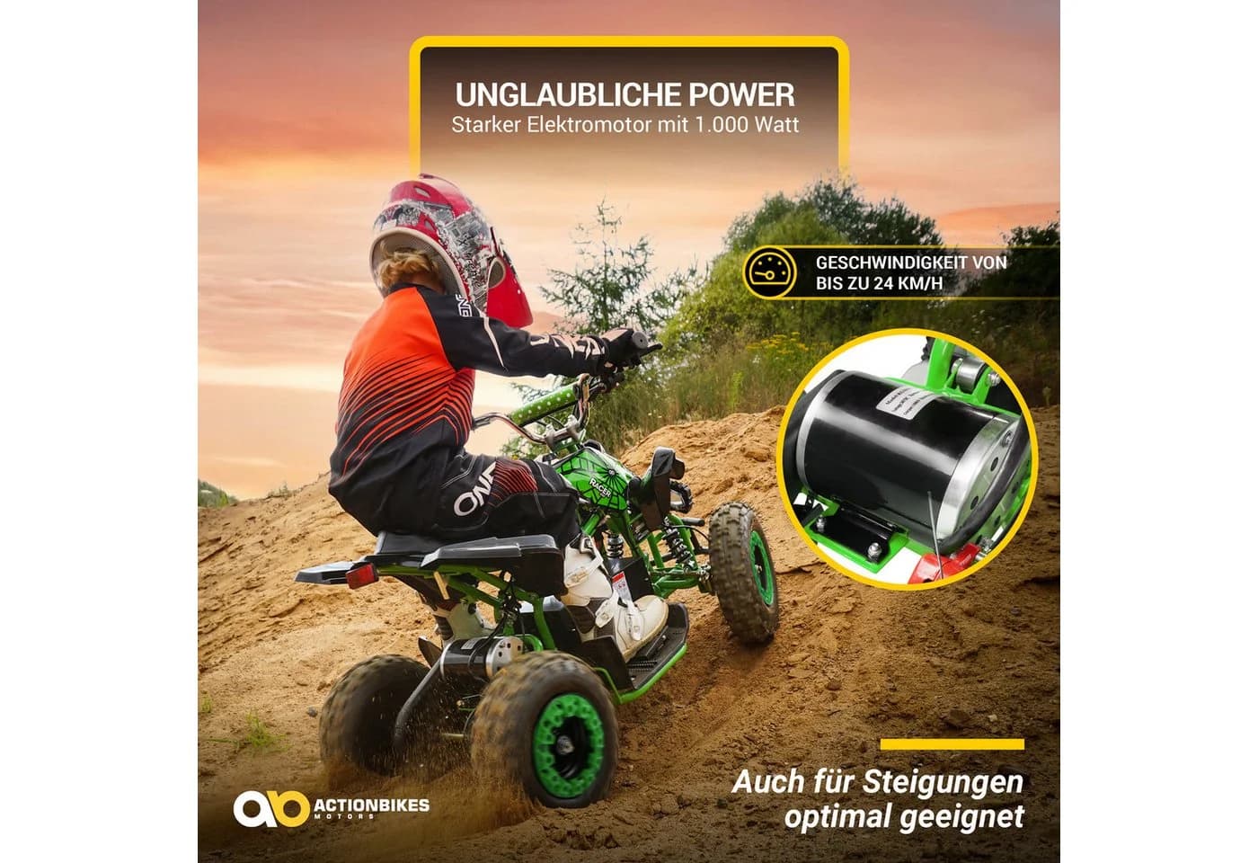Actionbikes Motors Elektro-Kinderquad Racer 1000W 36V Grün/Schwarz - Bild 5