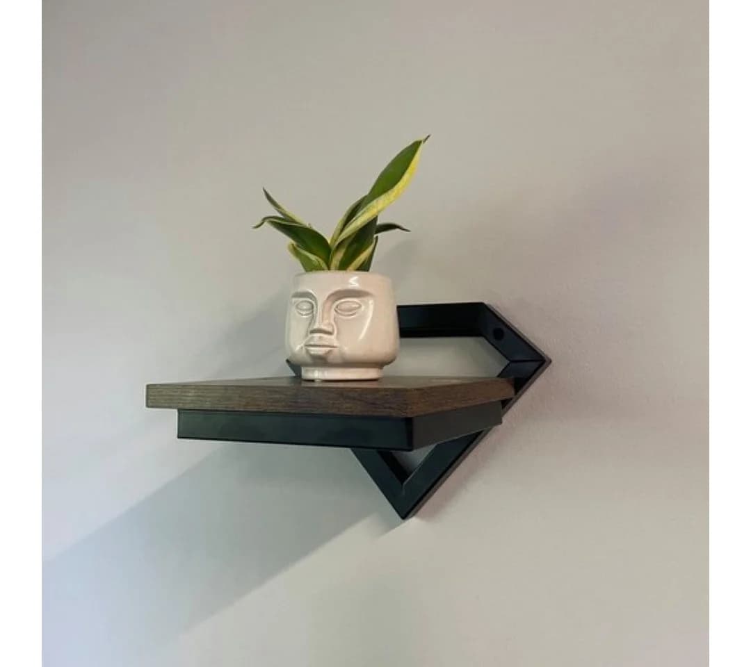 Ruhhy Wandregal Diamant Loft-Stil Schwarz Stahl MDF - Bild 5