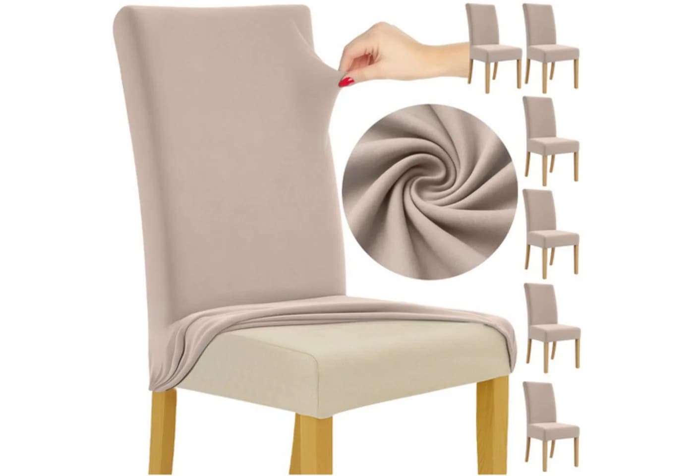 Ruhhy Stuhlhusse 6er-Set Beige Elastisch Universal - Bild 2