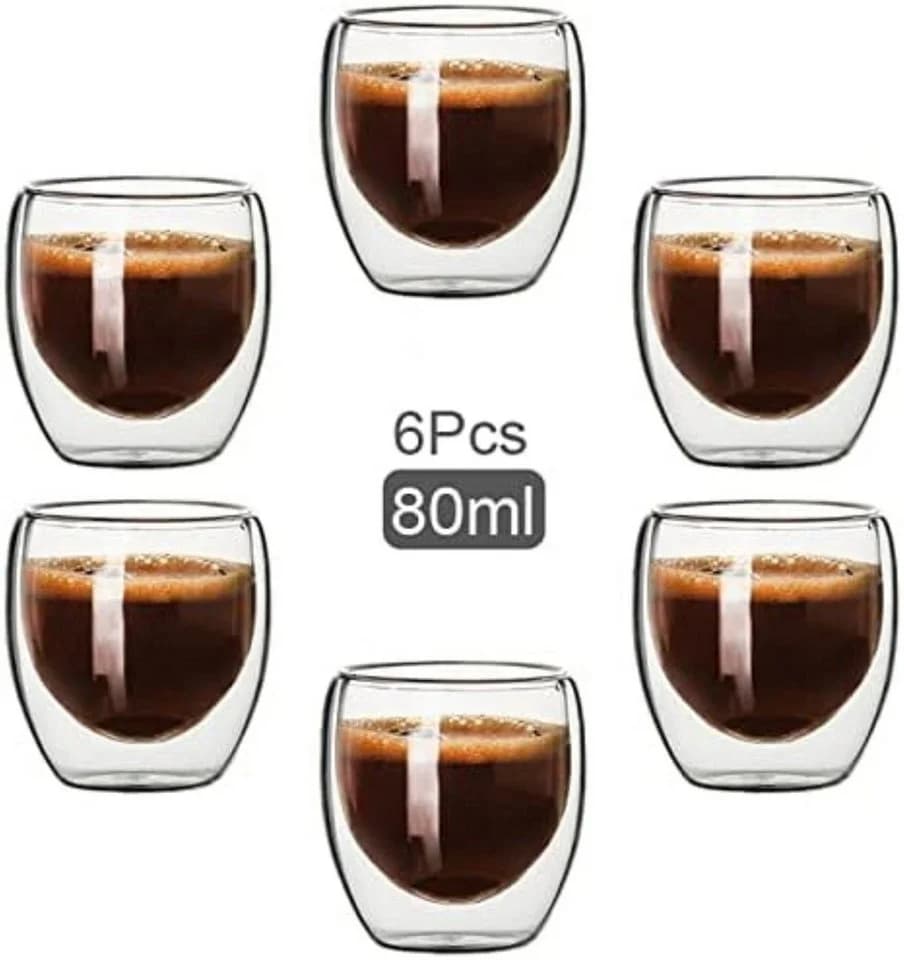 LA CUTE 6er Set Doppelwandige Glastassen 80ml Transparent