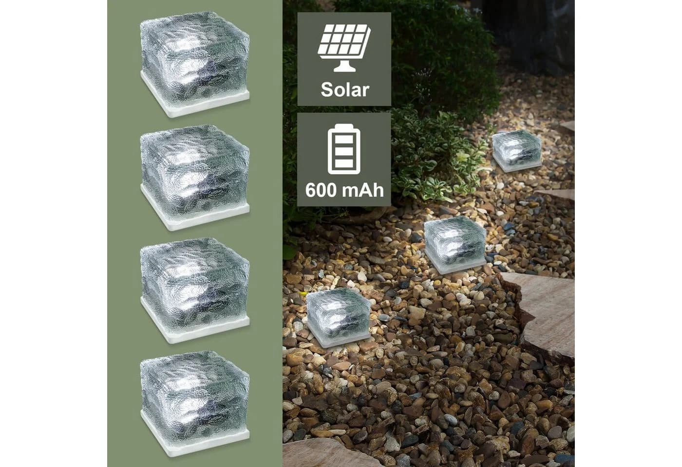 EAXUS LED Solarleuchte Eiswürfel Transparent/Weiß - Bild 2
