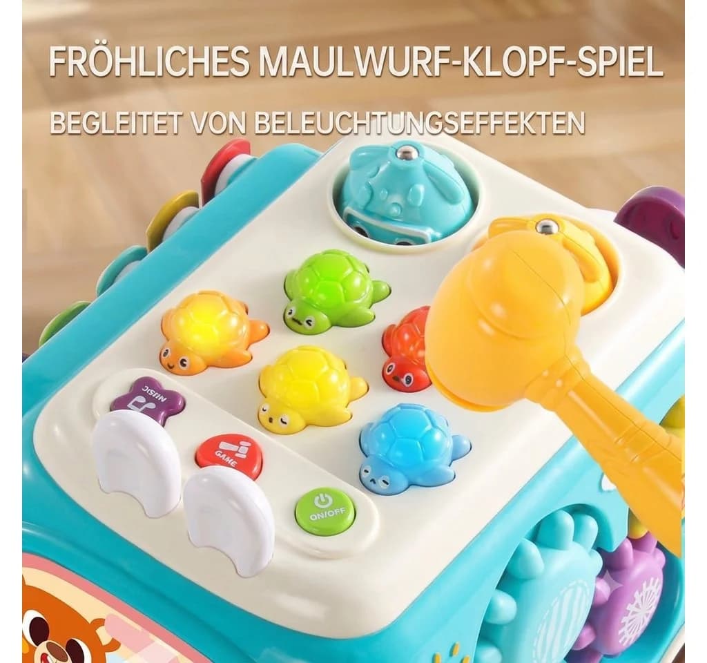 LaCute Lernspielzeug Musik Spielbus 6in1 Motorikspielzeug mit Licht Blau