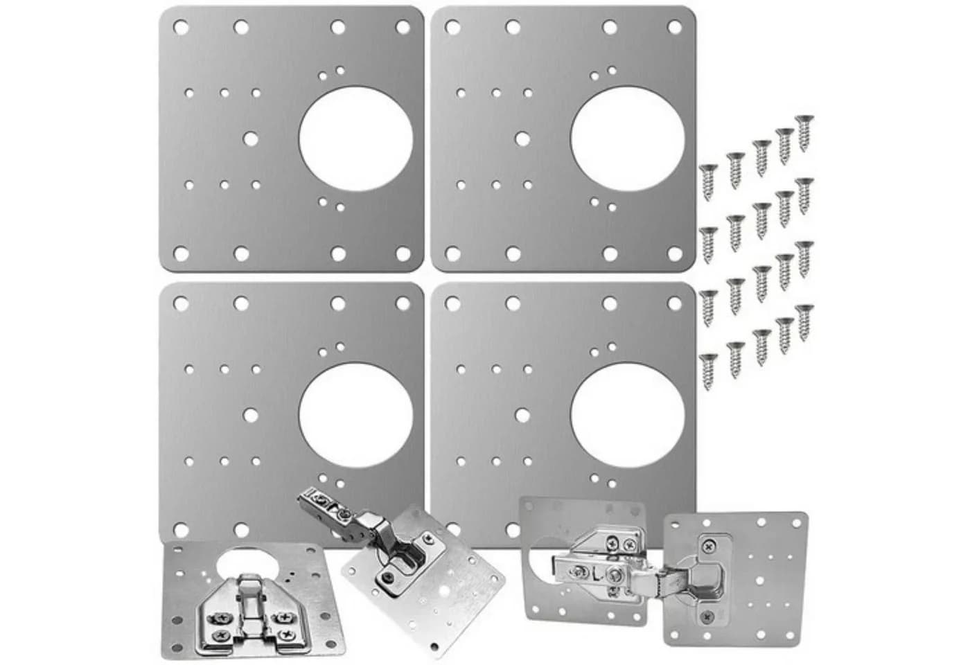MALATEC Reparatur-Set Metallplatten für Möbelscharniere 4 Stück - Bild 2