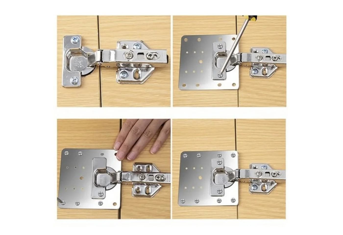 MALATEC Reparatur-Set Metallplatten für Möbelscharniere 4 Stück - Bild 3